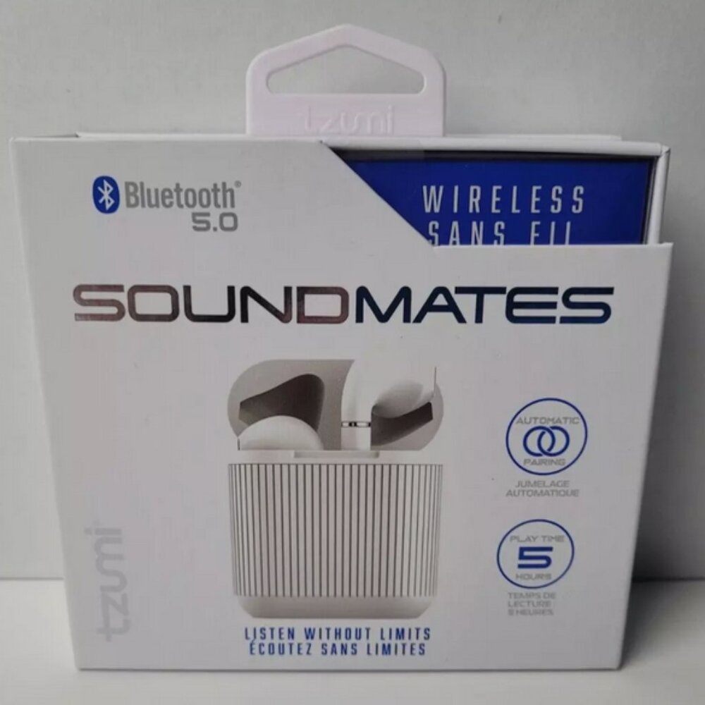 Brand New Tzumi Soundmates Wireless Bluetooth 5.0 Earbuds White